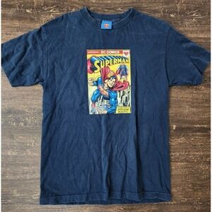 Vintage Superman DC Comics Shirt Men's M Blue Short Sleeve Cartoon‎ Graphic 2003